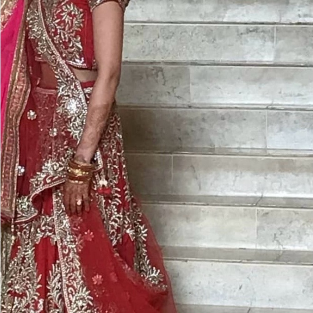 Luxurious Red and Gold Wedding Dress